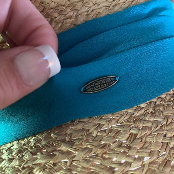 SCALA Raffia Floppy Beach Hat with Blue Sash - Picture 3 of 4